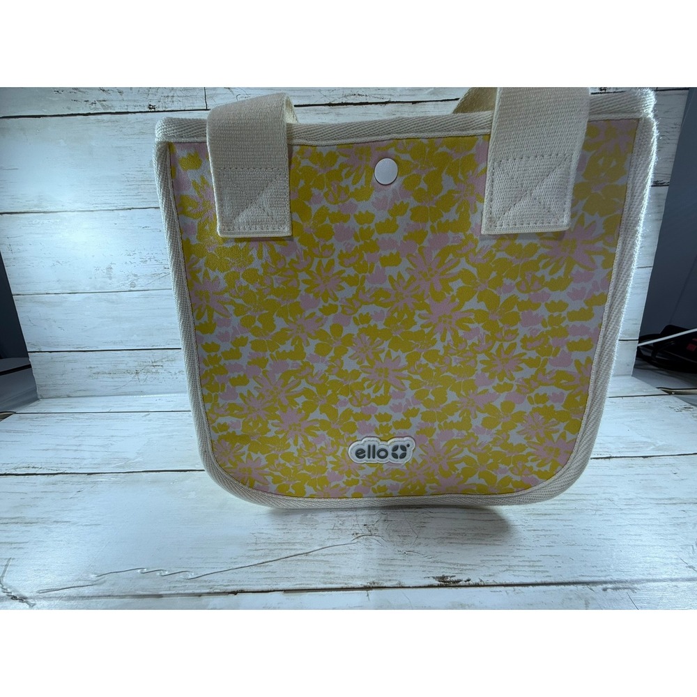 Ello Insulated Lunch Tote Bag Floral Yellow Pink Canvas Cooler Snap Closure